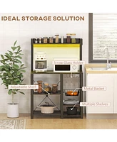 Simplie Fun Industrial Baker's Rack with Power & Led Lights for Kitchen Storage