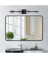 Streamdale Furniture Minimalist Led Vanity Light with Frosted Glass Shades in Black