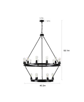 Streamdale Furniture Retro style Large 2-Tier circular ceiling Ironwork chandelier