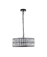 Streamdale Furniture Modern Crystal Drum Chandelier with Black Frame for Home Lighting