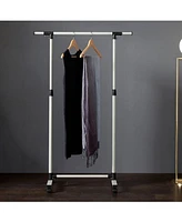 Short, Rolling Clothing Racks with Storage Shelves