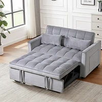 Convertible Sleeper Sofa Bed with Velvet Loveseat