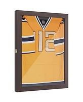 Simplie Fun 28" x 35" Uv-Resistant Sports Jersey Frame Display Case, Brown