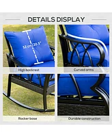 Outdoor Wicker Rocking Chair with Aluminum Frame and Cushions