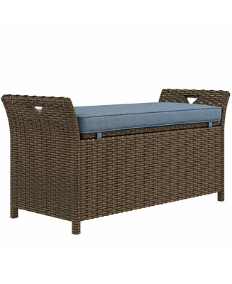 Simplie Fun 27 Gallon Wicker Patio Bench with Storage