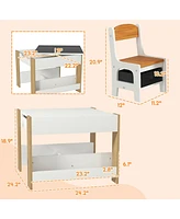 2-in-1 Kids Table and Chair Set with Reversible Tabletop