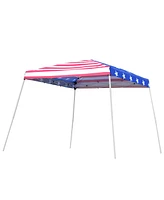 Slant Leg Pop Up Canopy Tent with American Flag Roof