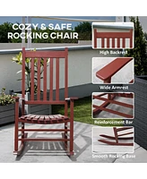 Wooden Outdoor Rocking Chair for Garden with High Back (Supports 352 lbs.)
