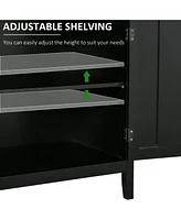 Simplie Fun Black Sideboard Buffet Cabinet for Entryway, Kitchen, or Coffee Station