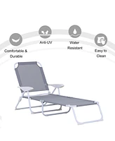 Streamdale Furniture Folding Chaise Lounge with 4-Position Reclining Back, Armrests