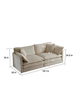 Streamdale Furniture Beige Chenille Sofa Set with Pillows and Armchairs