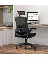 Costway Ergonomic Office Chair with Adjustable Lumbar Support Rocking Backrest Armrests