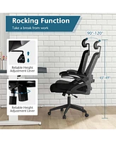 Costway Ergonomic Office Chair with Adjustable Lumbar Support Rocking Backrest Armrests