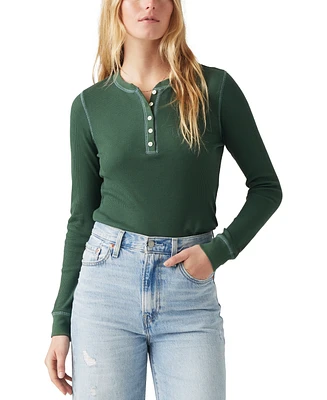 Levi's Women's Jakob Long Sleeve Waffle-Knit Henley Top