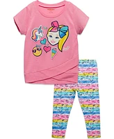 Jojo Siwa Little Girls Unicorn Crossover T-Shirt and Leggings Outfit Set to