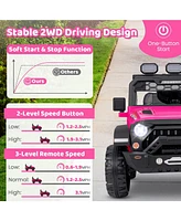 Vebreda 12V Electric Kids Ride on Truck with Remote Control and Music-Pink