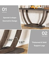 Tribesigns 63-Inch Skinny Console Table with Geometric Base 2-Tier Farmhouse Sofa Narrow Long, Thickened Behind Couch Shelves for Liv