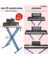 5 Core Keyboard Stand Double X Style Adjustable Piano Riser + Keyboard Piano Bench - Blue