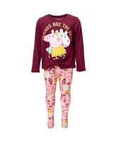 Peppa Pig Girls Pullover T-Shirt and Leggings Outfit Set