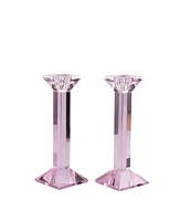 Lainy Home Pair of 9" Classy Crystal Candlesticks