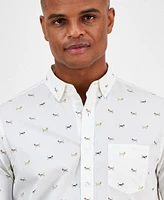 Club Room Men's Hound Dog Print Poplin Long-Sleeve Button-Down Shirt, Exclusively at Macy's