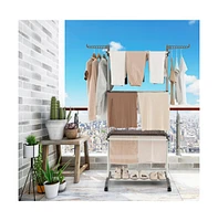 Sugift 4-tier Clothes Drying Rack with Rotatable Side Wings and Collapsible Shelves-Gray
