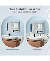 Sugift Frameless Bathroom Wall Mounted Mirror Cabinet with 3 Doors and Adjustable Shelves