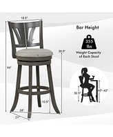 Sugift Inch Swivel Bar Stool with Backrest Soft Cushioned Seat and Footrest Gray- inches