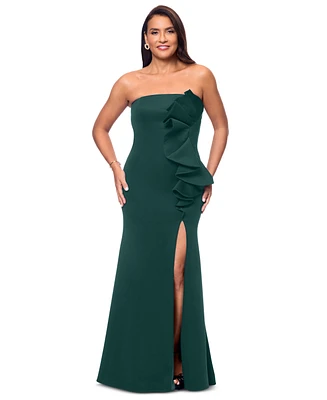 Betsy & Adam Women's Strapless Ruffled Evening Gown