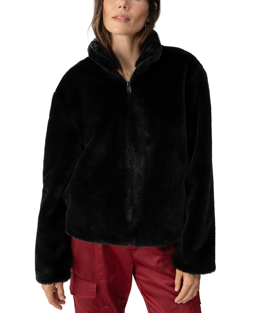 Sanctuary Women's Faux-Fur Long-Sleeve Short Coat