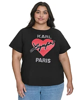 Karl Lagerfeld Paris Plus Beaded Heart T-Shirt, Created for Macy's