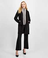 T Tahari Women's Faux-Suede Open-Front Midi Jacket