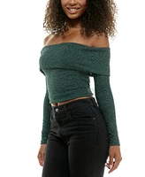 B Darlin Juniors' Glitter Off-The-Shoulder Top