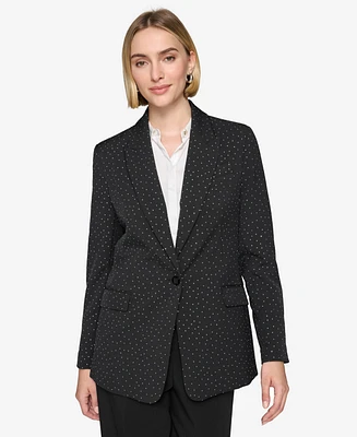 Karl Lagerfeld Paris Women's Embellished One-Button Blazer