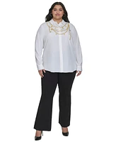 Karl Lagerfeld Paris Plus Necklace-Effect Blouse, Created for Macy's