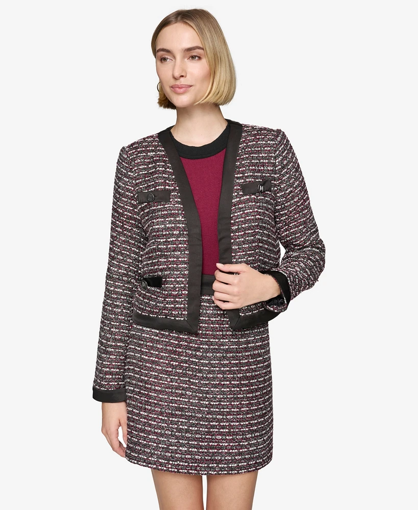 Karl Lagerfeld Paris Women's Open-Front Tweed Jacket