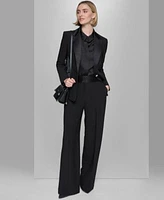 Karl Lagerfeld Paris Womens One Button Tuxedo Jacket Long Sleeve Blouse Tuxedo Pants