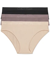 Calvin Klein Women's Embossed-Waistband Bikini - 3 Pack