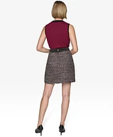 Karl Lagerfeld Paris Women's Faux-Pocket Mini Tweed Skirt