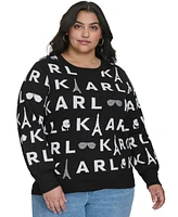 Karl Lagerfeld Paris Plus Signature Beaded Sweater, Created for Macy's