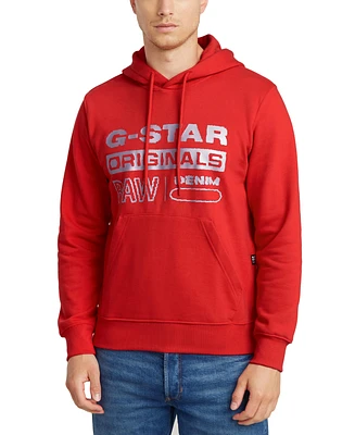 G-Star Raw Men's Distressed Originals Regular-Fit Logo Print Fleece Hoodie