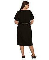 Donna Karan New York Plus Belted Short-Sleeve Dress