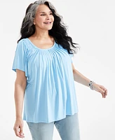 Style & Co Plus Pleat-Neck Top, Created for Macy's