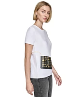 Karl Lagerfeld Paris Women's Cross-Body T-Shirt