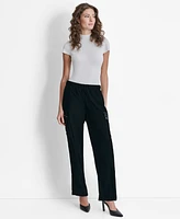 Dkny Women's High-Rise Wide-Leg Velvet Cargo Pants