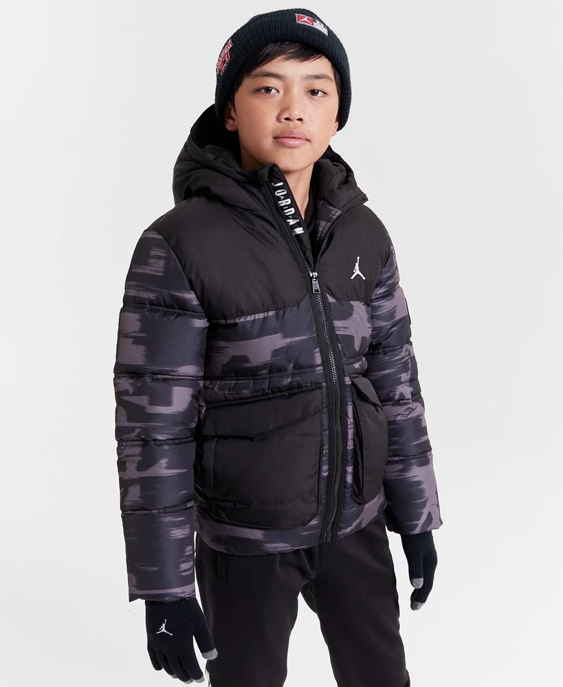 Jordan Big Boys Printed Full-Zip Hooded Puffer Jacket