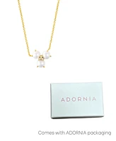 Adornia Gold Adjustable Freshwater Cultivated Pearl Cubic Zirconia 3-Point Flower Necklace