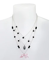 Betsey Johnson Faux Stone Bow Skull Layered Necklace