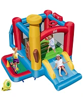 Costway Baseball Themed Jumping House Kids Bouncy Castle w/ 50 Ocean Balls & 735W Blower