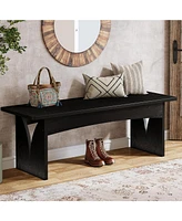 Tribesigns Dining Bench, 47.2" Black Dining Bench Table Bench Kitchen Dining Seat for Kitchen, Dining Room, Modern Wood Entryway Bench for Hallway Liv